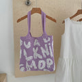 Trendy Letter Graphic Knit Shoulder Tote Bag 6W10BBG1790
