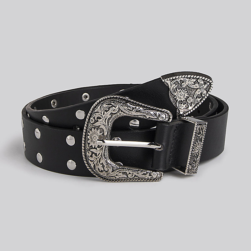 Vintage Punk Double Row Rivets Wide Belts DPWB0301