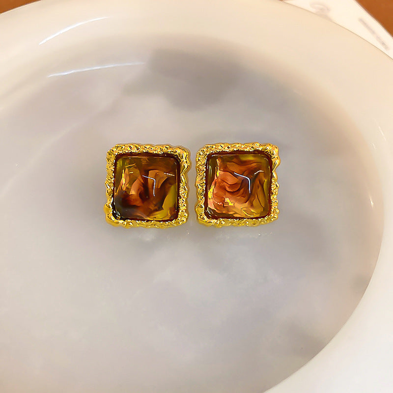Retro Rhinestones Tiger Eye Stone Earrings 6W6JER812