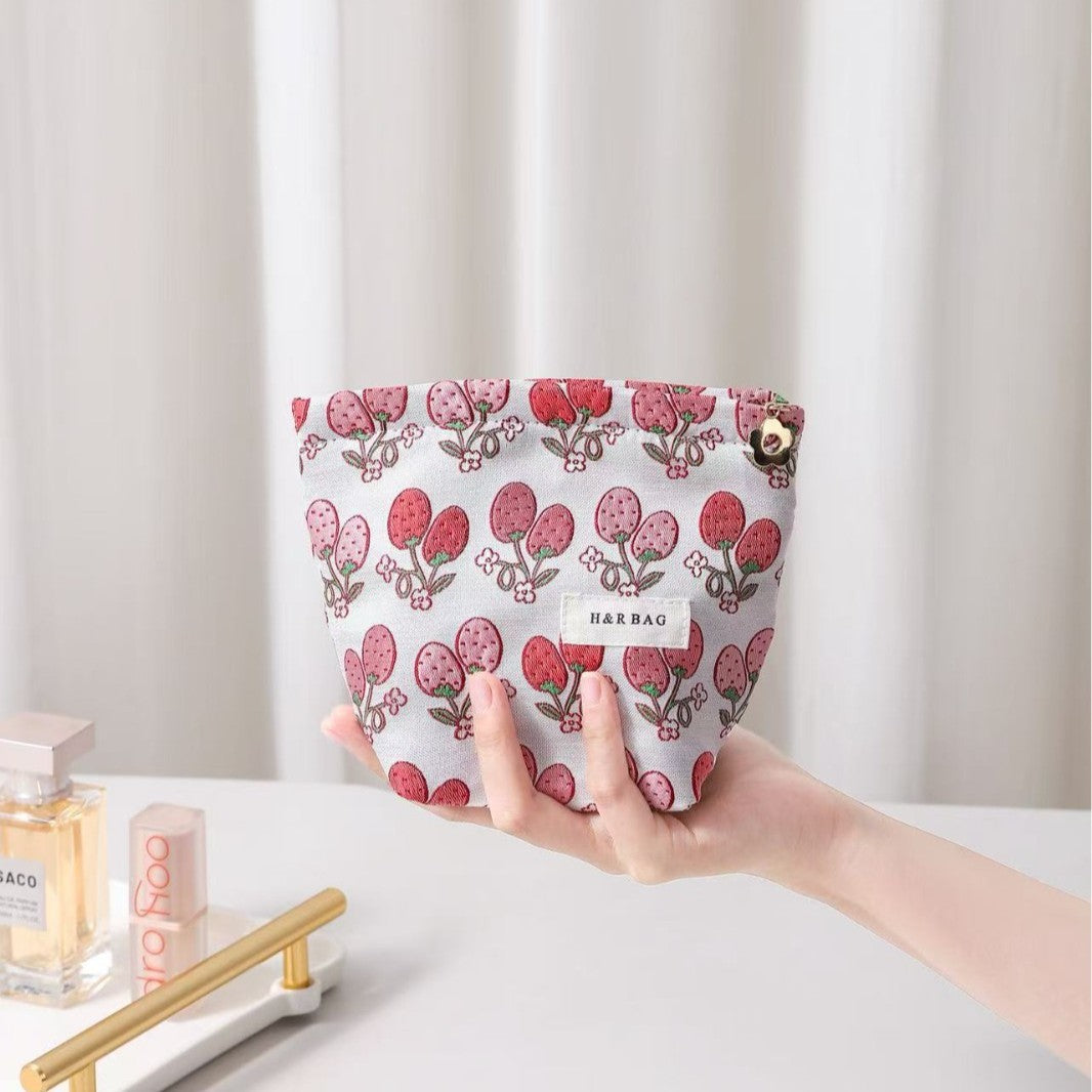 Strawberry Print Cosmetic Bag - DippedShop Wholesale - #8819