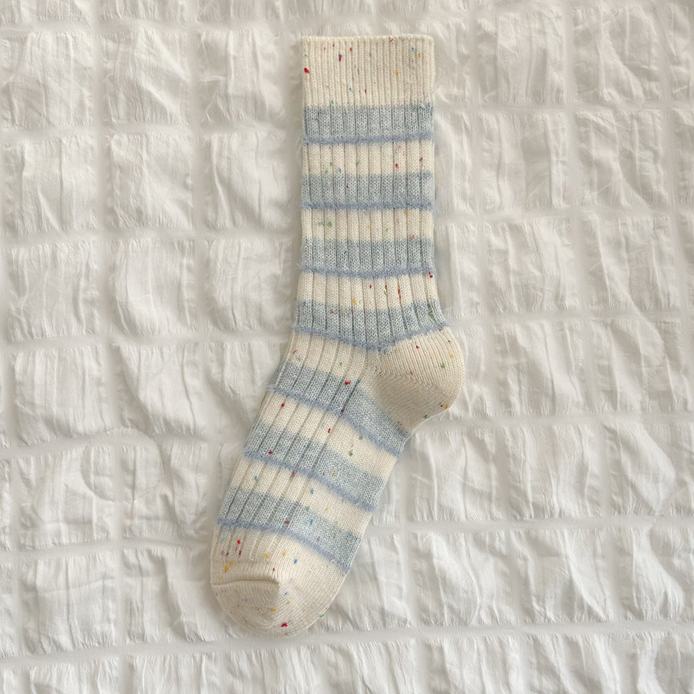 Minimalist Striped Wool Blend Thicken Crew Socks 6W8FSO537