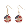 Retro Gold Plated USA Flag Pendant Hook Earrings 8ZA6JER305L