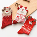 3D Ear Christmas Reindeer Crew Socks 6W8FSO907