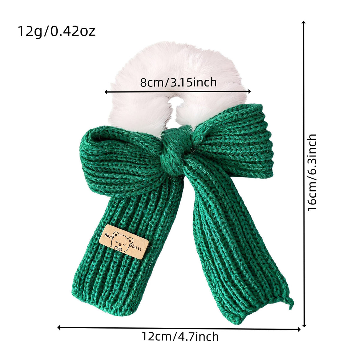 Christmas Knitted Plush Bow Holiday Hair Scrunchie 6W6HSR435