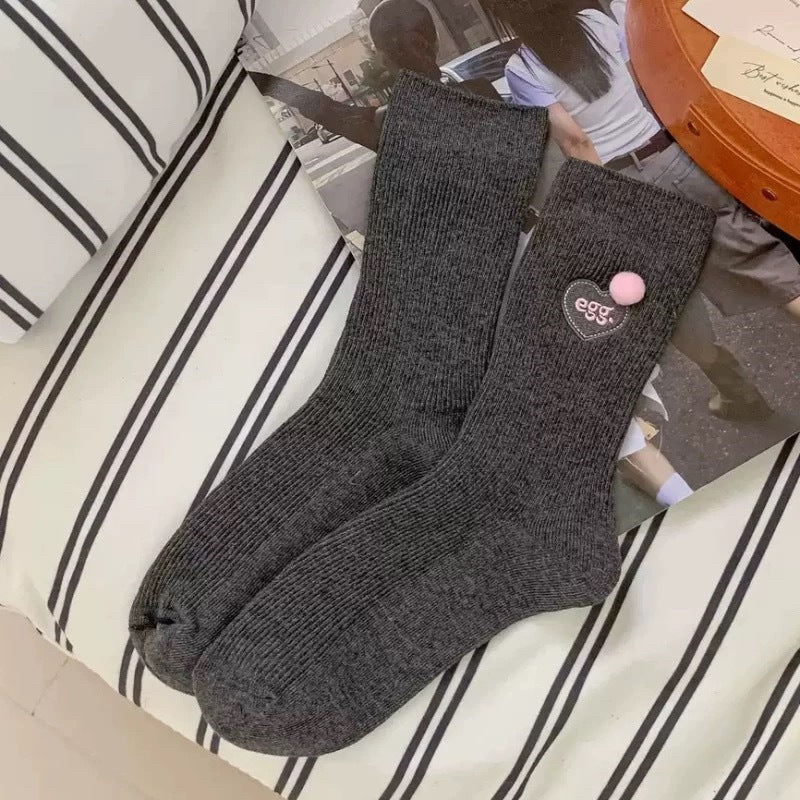 Cute Striped Mini Pompom Soft Crew Socks 6W8FSO670