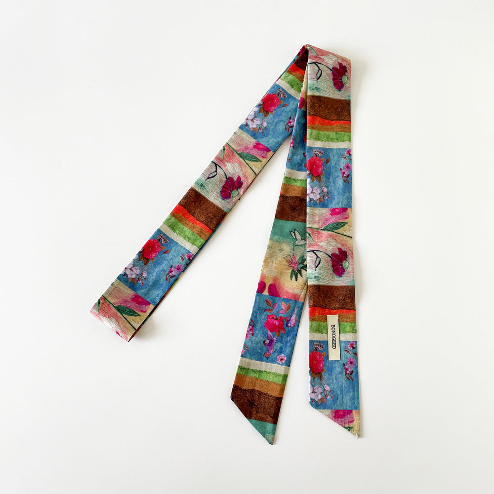 Simple Polka Dots Color Block Thin Long Scarf MK2BLW6W6NSI80