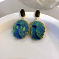Trendy Blue Irregular Textured Dangle Earrings 6W6JER737