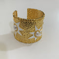 Stylish Pearl Gold Plated Wide Open Cuff Bracelet 6W6JBR617
