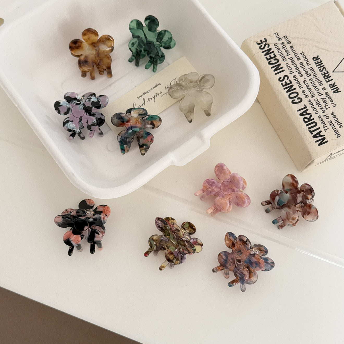Cute Mini Color Block Flower Hair Claw Clip 6W6HCP1287