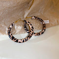 Vintage Leopard Leather Wrapped Hoop Earrings 6W6JER830