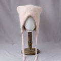 Soft Fuzzy Earflap Knit Beanie with Ties 6W6HAT693