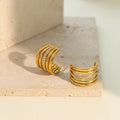 Trendy Gold Rhinestone C-Shaped Hoop Earrings 6W6JER612