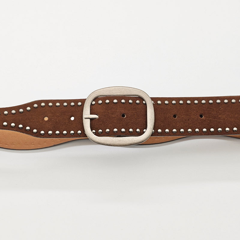 Punk Style Double Studded Adjustable Leather Belt 6W6JBT164