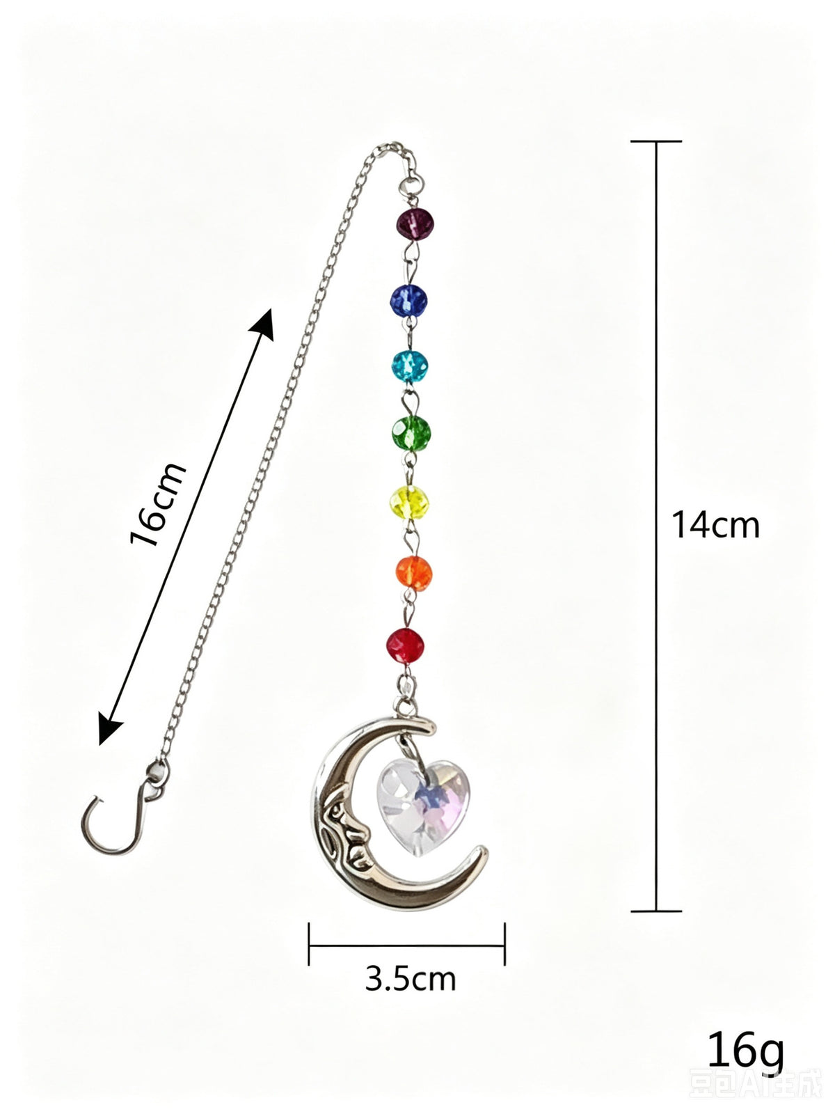 Colorful Crystal Bead Heart Moon Sun Catcher 6H7HLS141
