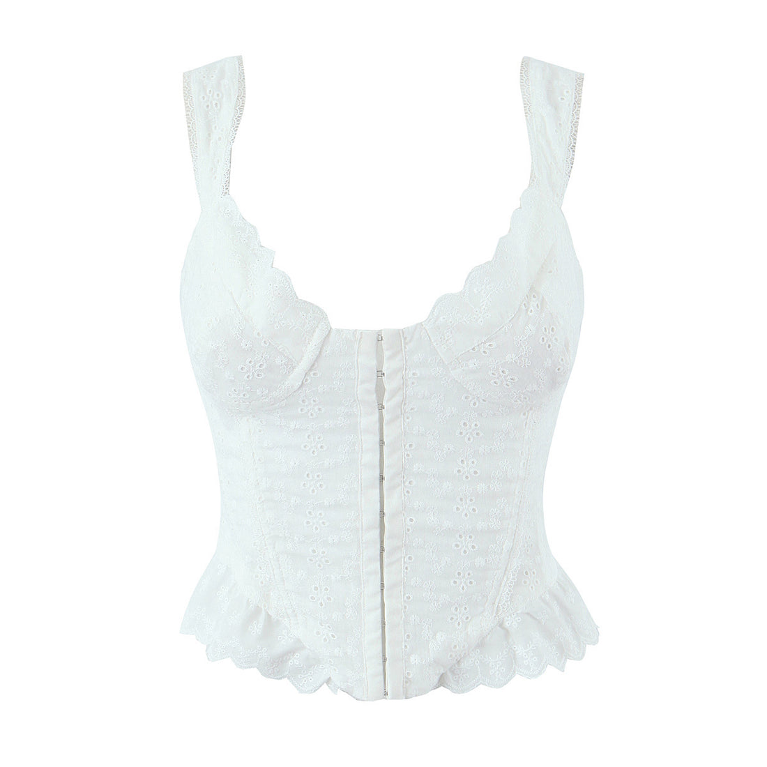 White Sweet Flounce Sleeveless Top Skirt Set DP25A525