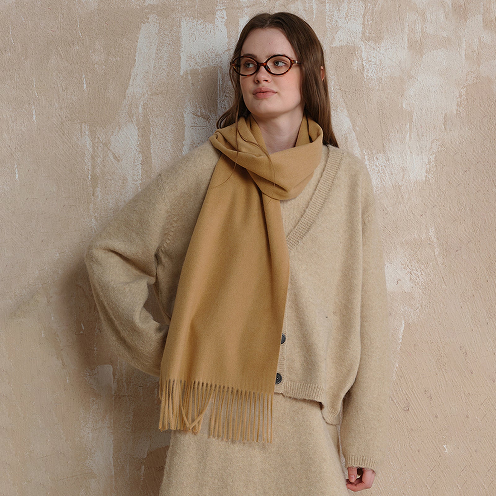 Minimalist Solid Color Tassel Wool Scarf 6W6NSW298