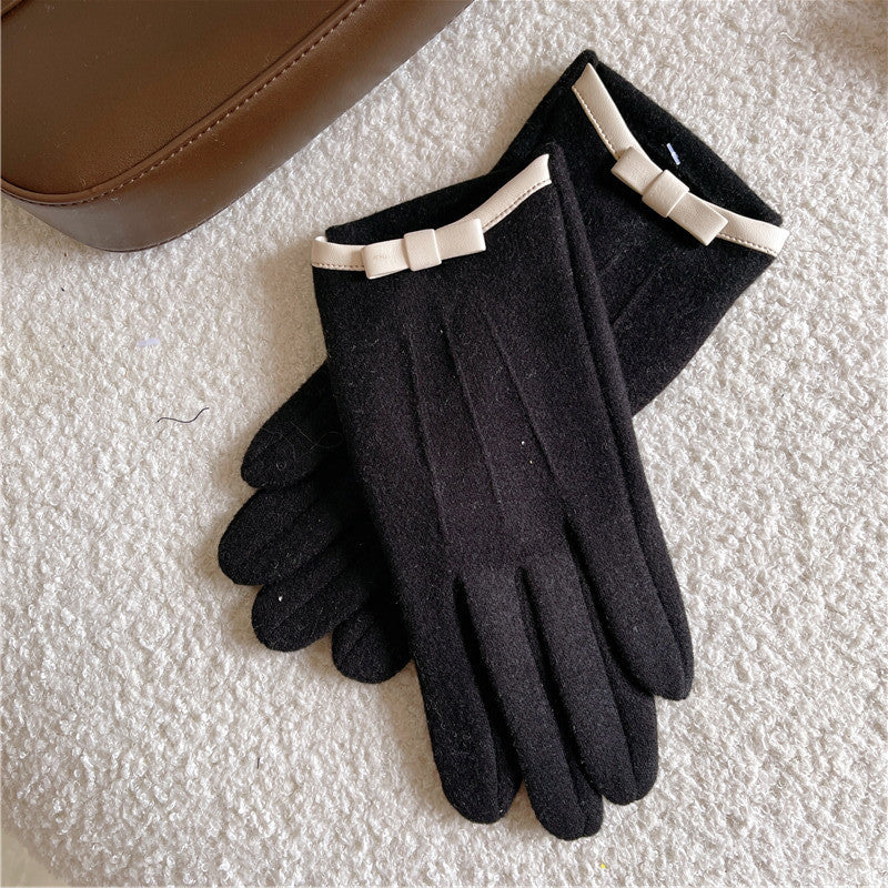 Bowknot Plush Touchscreen Gloves - DippedShop Wholesale - #9235
