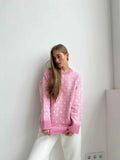 Print Contrast Loose Sweater - DippedShop Wholesale - #7875
