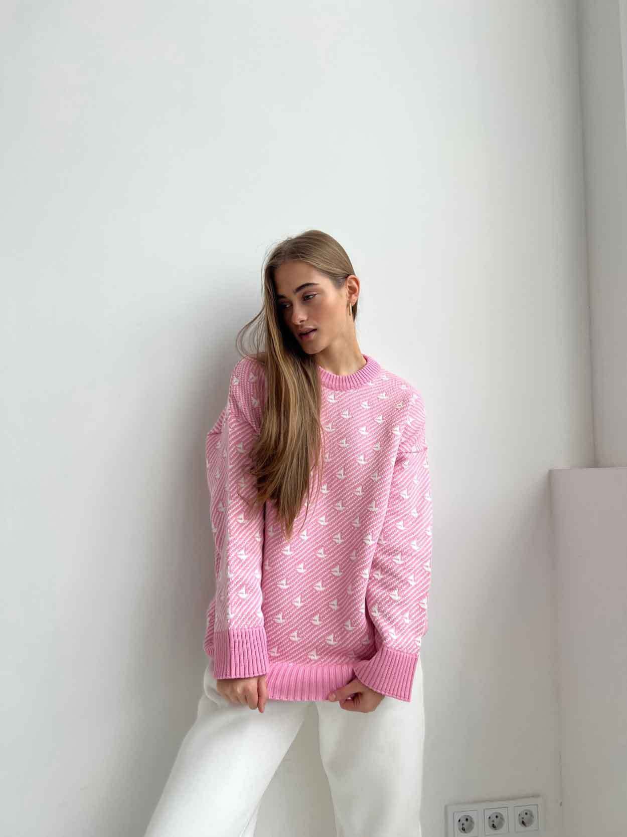 Print Contrast Loose Sweater - DippedShop Wholesale - #7875