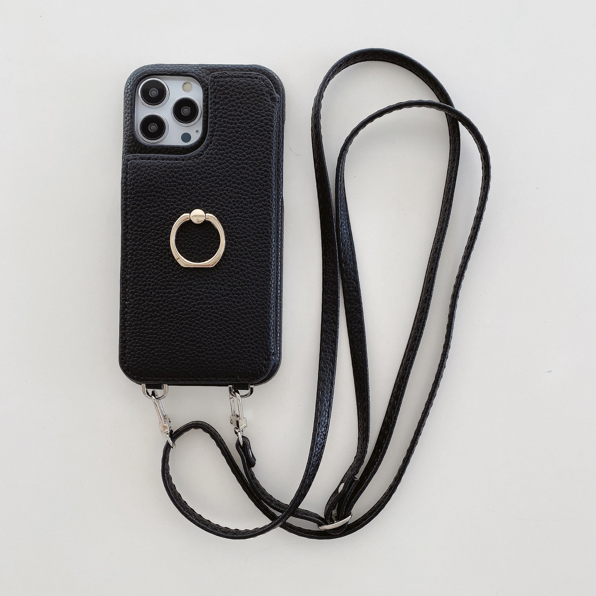 Solid Color Faux Leather Crossbody Wallet iPhone Case 6Z13HPC200