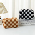 Plush Plaid Cosmetic Bag - DippedShop Wholesale - #7523