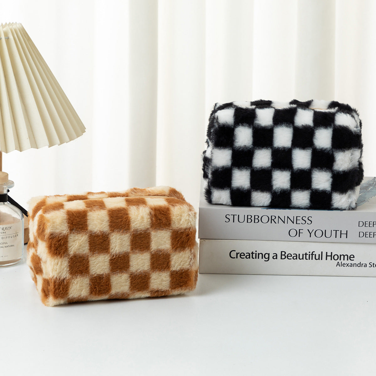 Plush Plaid Cosmetic Bag - DippedShop Wholesale - #7523