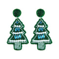 Handmade Christmas Tree Seed Bead Dangle Earrings 6W6JER689