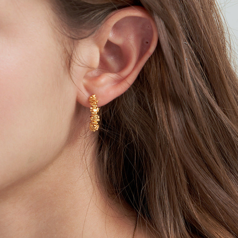 Vintage Gold Ingot C-shape Earring 6W6JER581