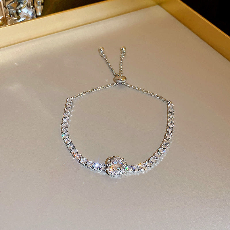 Stylish Gold Plated Rhinestones Heart Pendant Bracelet 6W6JBR715