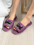 Cartoon Cat Striped Slippers - DippedShop Wholesale - #5731