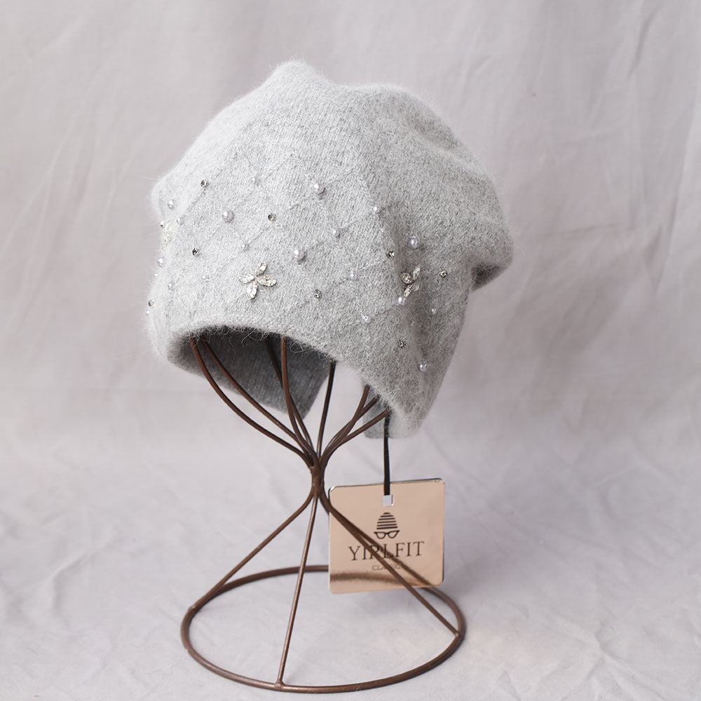 Luxury Rhinestone Pearl Embroidered Knit Beanie 6W6HAT707