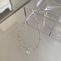 Stylish Cubic Zirconia Heart Pendant Choker Necklace 6W6JNC447