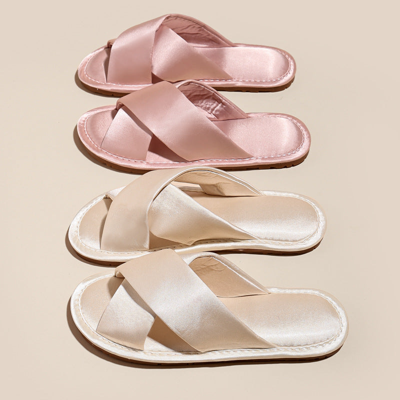 Solid Satin Slide Slippers - DippedShop Wholesale - #5875