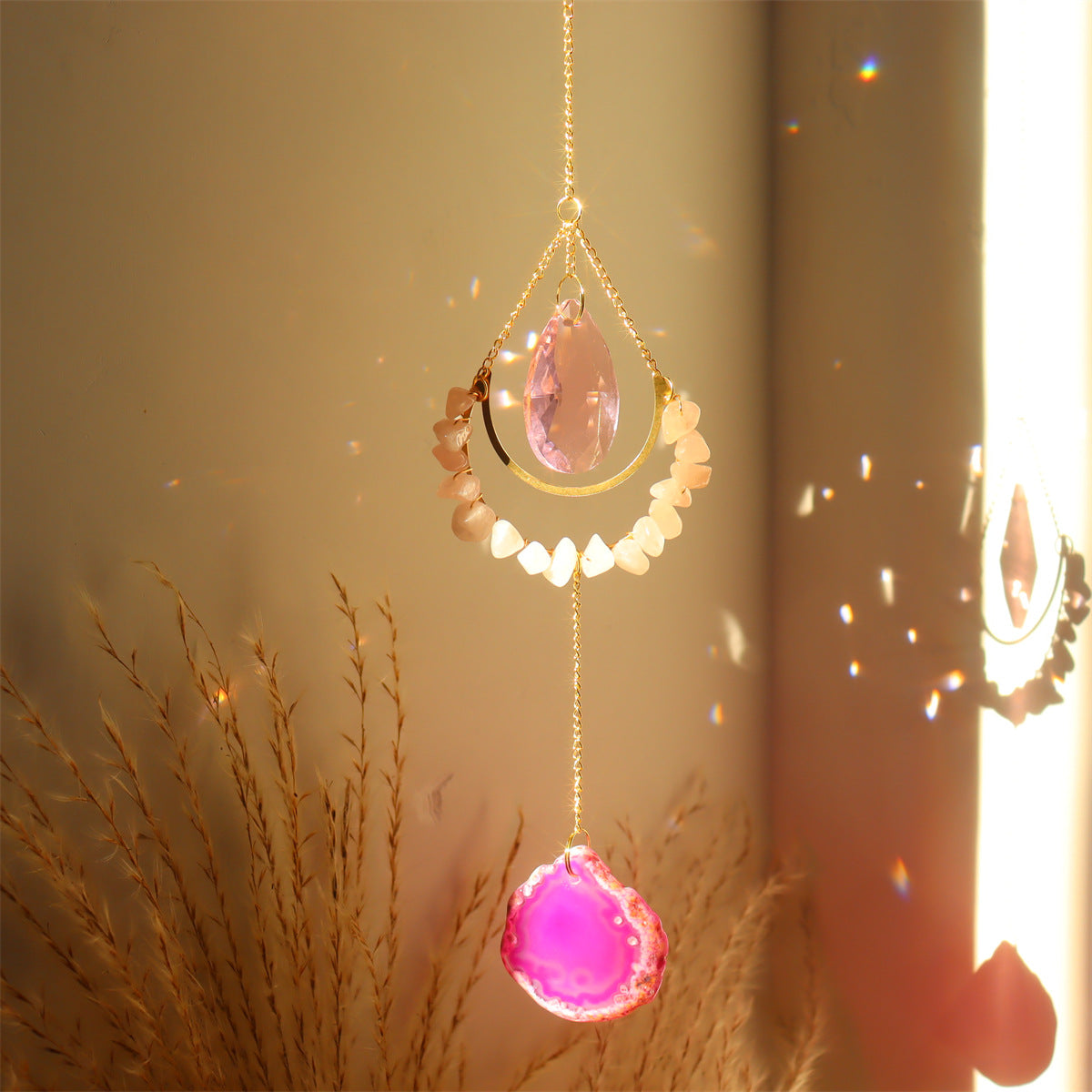 Natural Stones Purple Crystal Moon Wrap Suncatchers MK2CZAS6H7HLS74