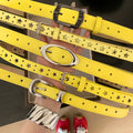 Fashoion Hollow Out Star Yellow Leather Belt 6W6JBT141