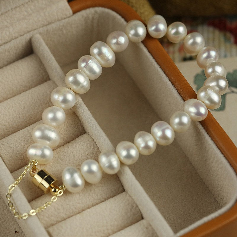 Stylish Gold Plated Freshwater Pearl Bracelet 6W6JBR714