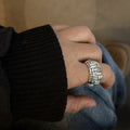 Punk Distressed Twisted Braided Metal Open Ring 6W6JRG299