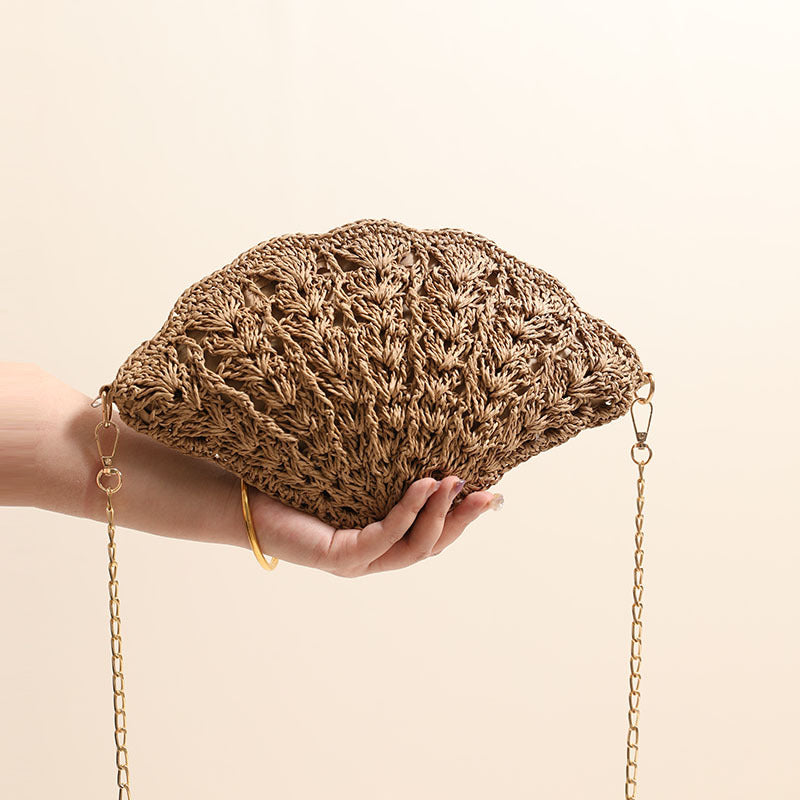 Shell Shaped Woven Crossbody Bag - DippedShop Wholesale - #6963