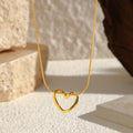 Chic Gold Plated Hollow Heart Pendant Necklaces 6W6JNC634