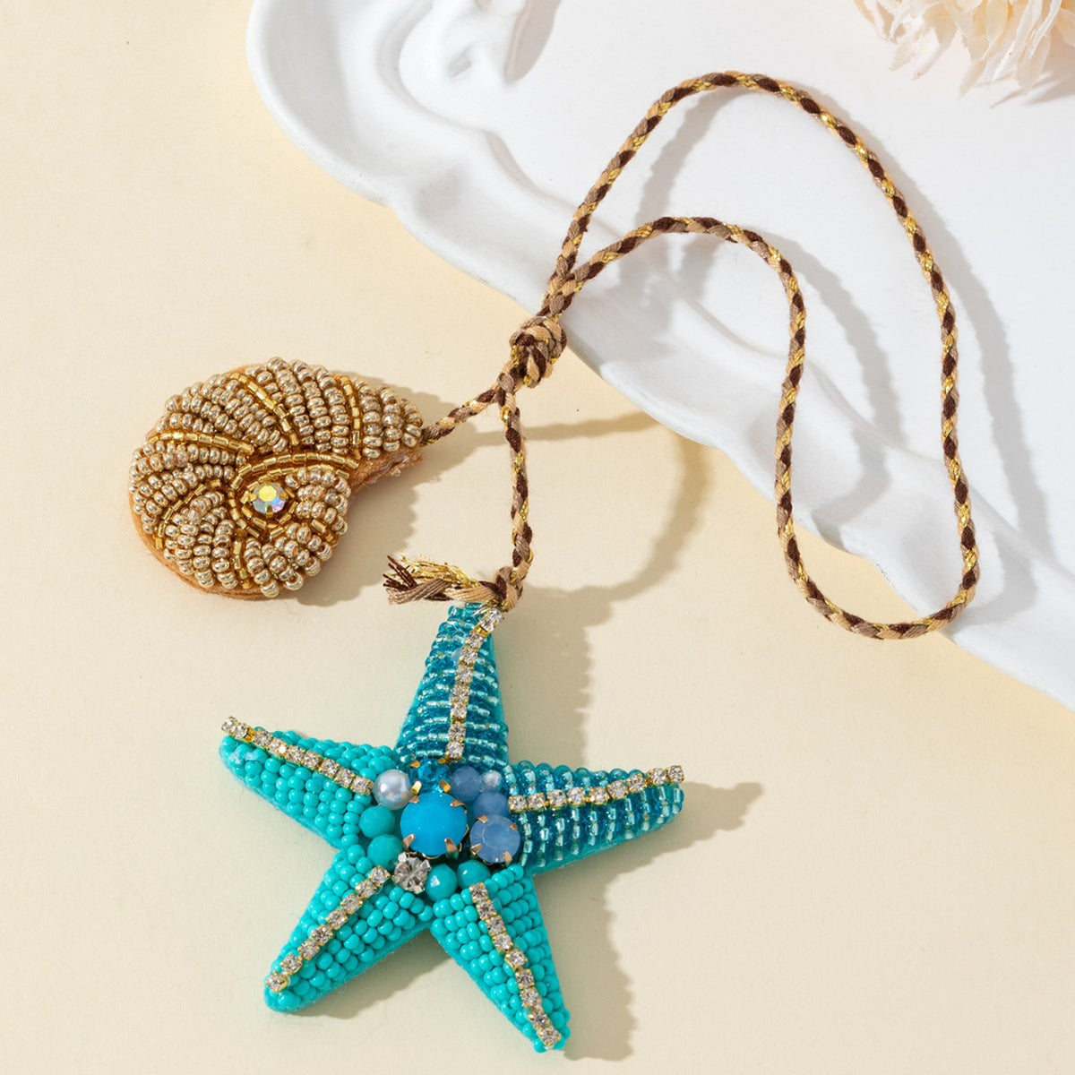 Trendy Rhinestones Bead Starfish Pendant Bag Charm 6W10BBC787