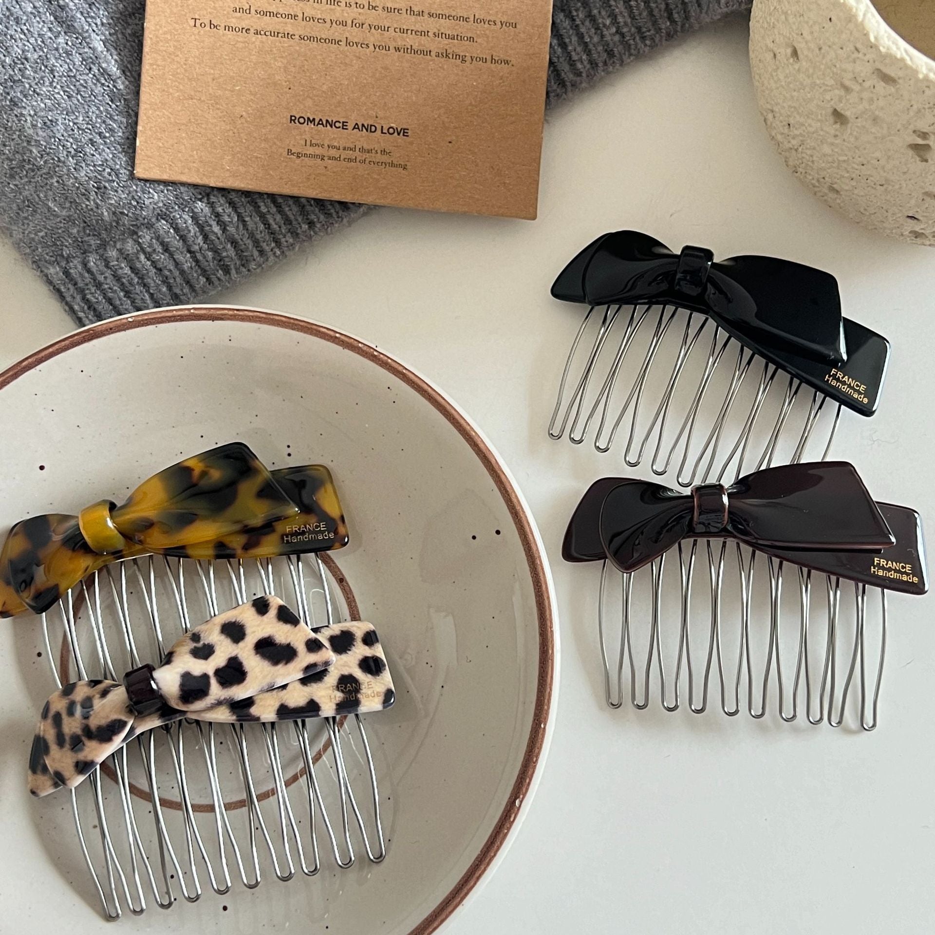 Acetate Bow Leopard Print Hair Comb Clip MK2MBEP6W6HPN09