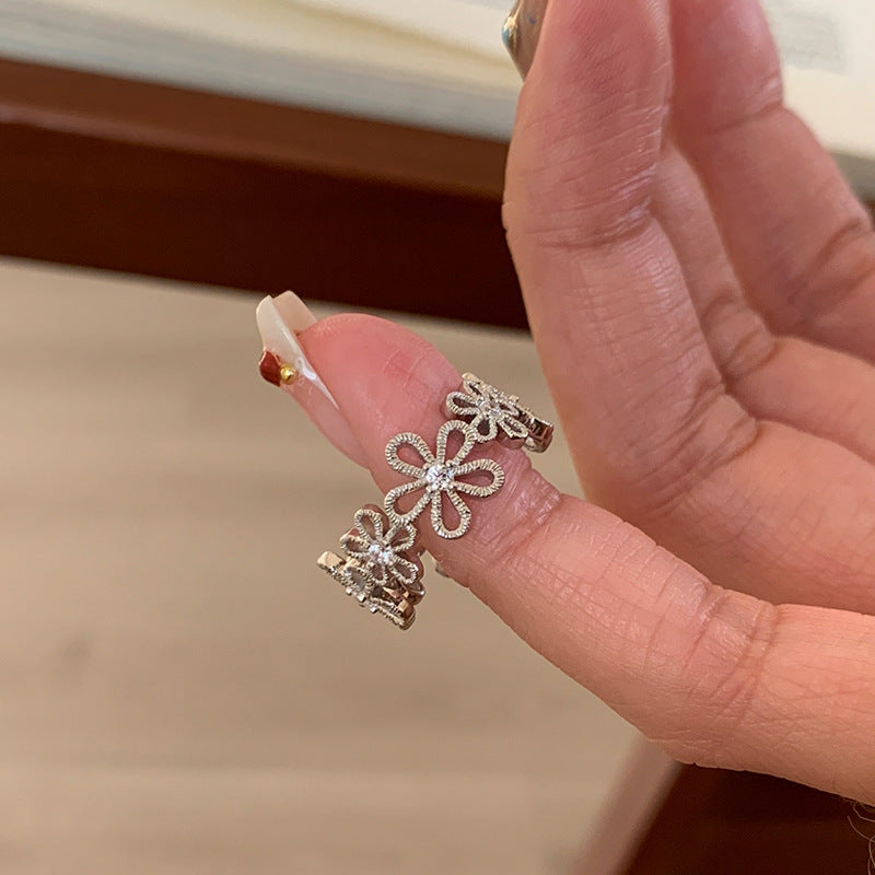 Hollow Floral Rhinestone Ring - DippedShop Wholesale - #6179