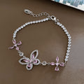 Vintage Butterfly Charm Cubic Zirconia Chain Bracelet 6W6JBR495
