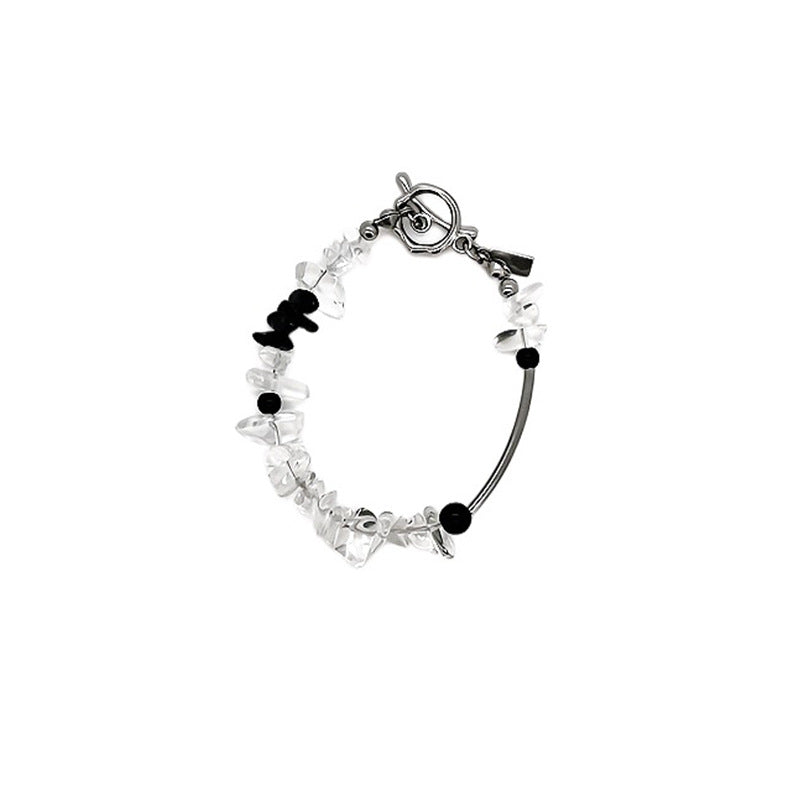 Irregular Transparent Crystal Stone Beaded Bracelet 6W6JBR351