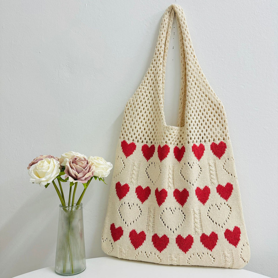 Valentine's Day Love Pattern Knit Tote Bag DP26H931