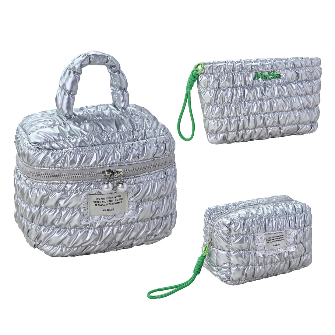 Silver Padded Large Capacity Make Up Bag DPB2502