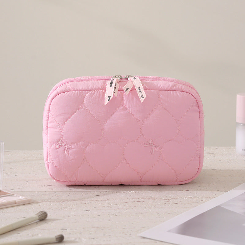 Minimalist Solid Color Quilt Shell Cosmetic Bag 6S5CO118
