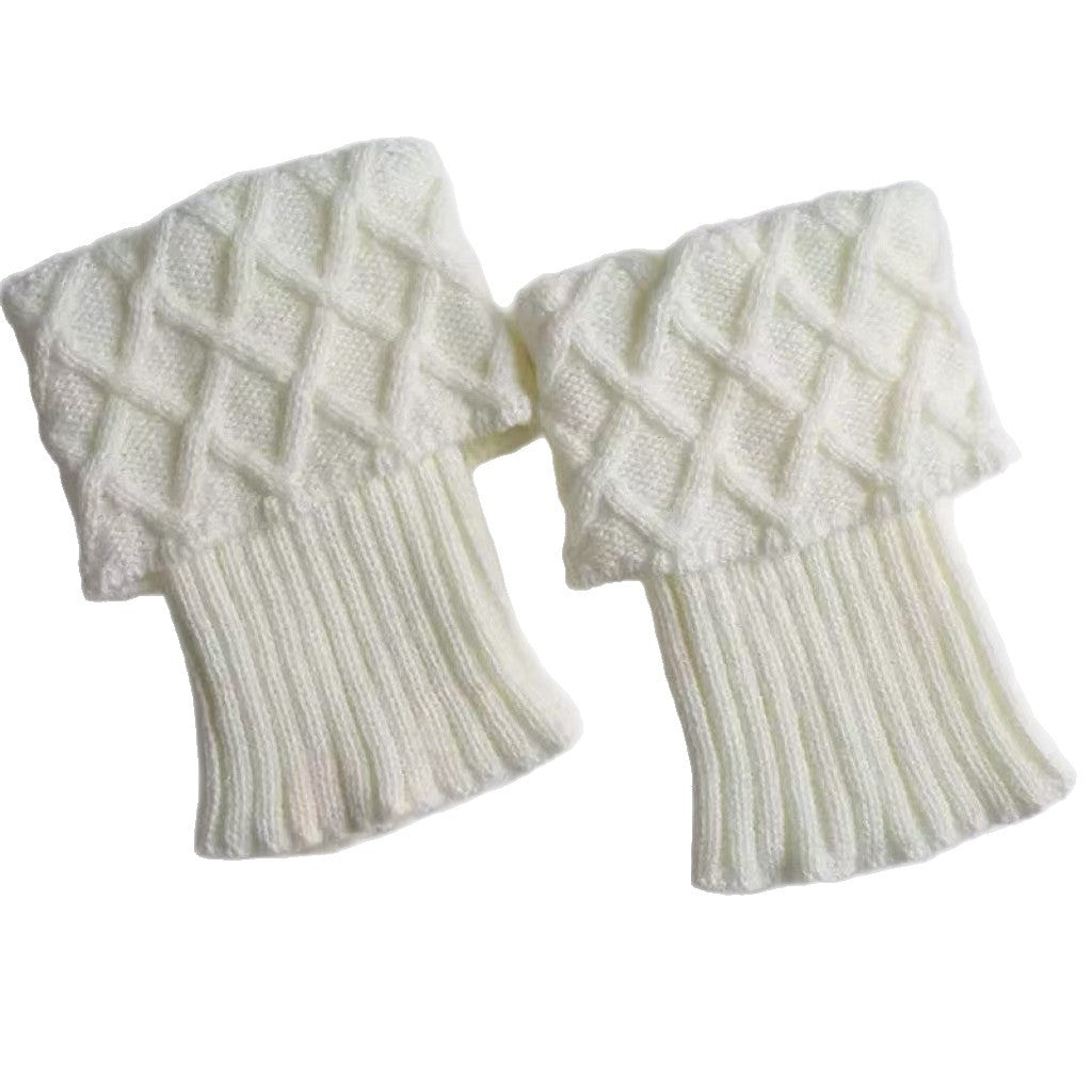 Diamond Crochet Short Cable Knit Boot Cuffs 6W8FSO882