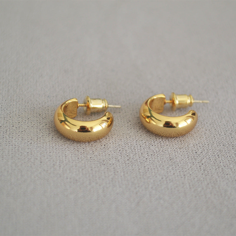 C-Shape Gold Plated Earrings - DippedShop Wholesale - #6435