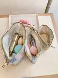 Frensh Floral Plaid Travel Portable Cosmetic Bag MK2BW6W10BOB382